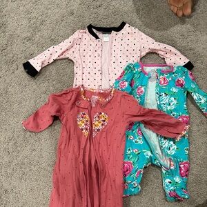 Carter's Mauve Floral Heart Kids Footie